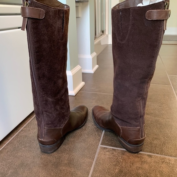 Sam Adelman knee high riding boots brown suede and leather low heel EUC - Picture 13 of 16